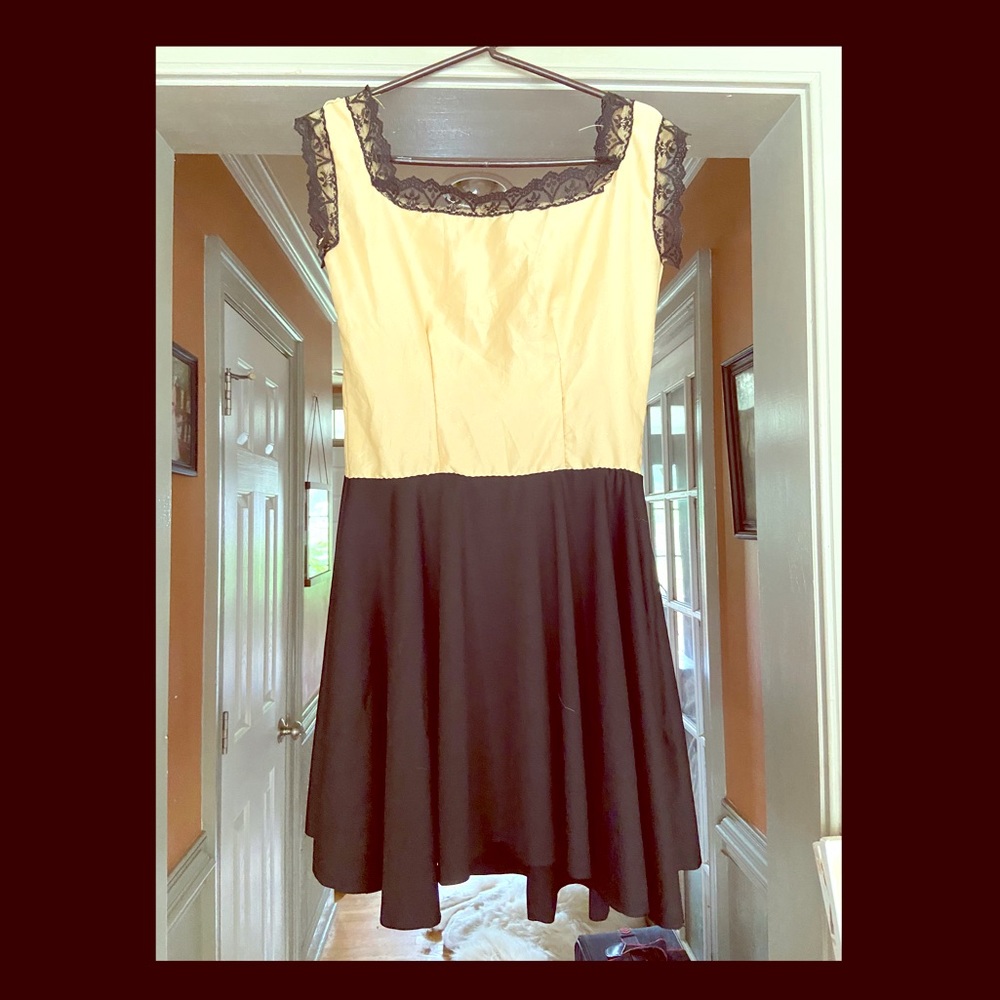 Handmade Sparkle Top Lace Trim Midi Dress
